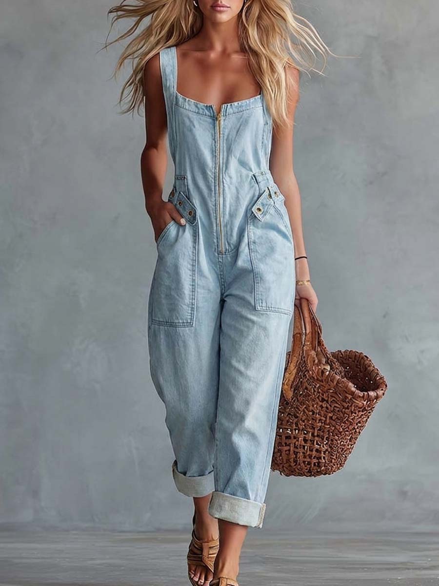 Puglia | Salopette in denim lavato dal carattere vintage e moderno
