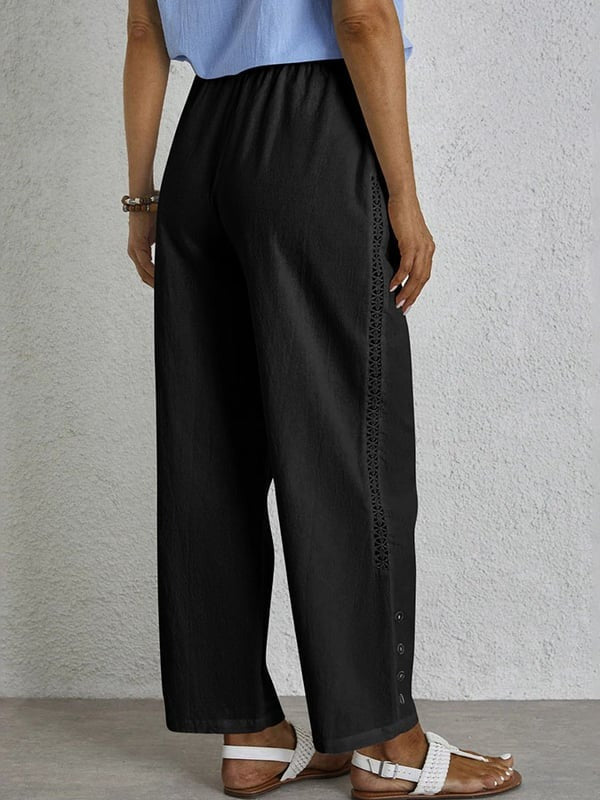 Mediterranea | Pantaloni relaxed con coulisse e dettaglio bottoni sul fianco