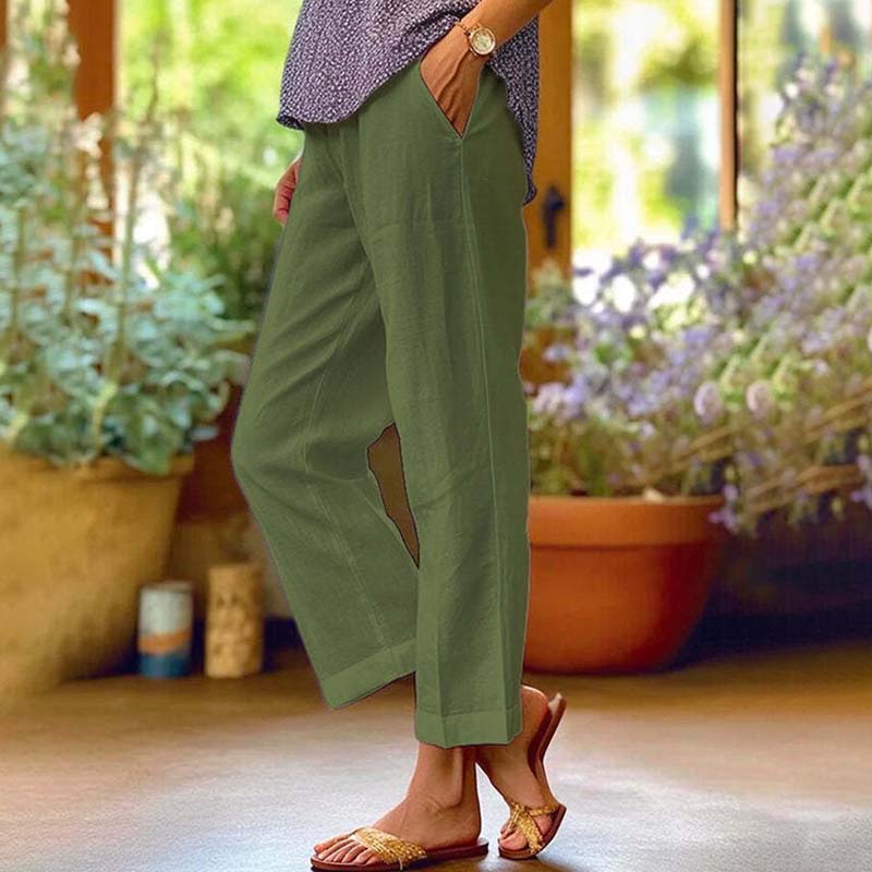 Brezza - Pantaloni relaxed a gamba dritta con tasche laterali, vita media