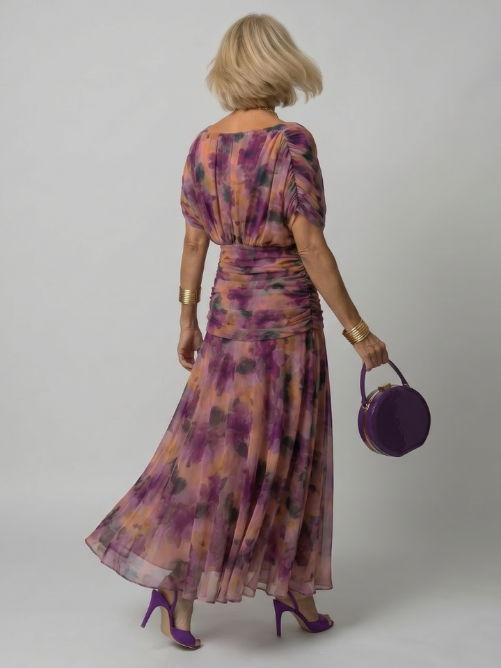 Torino | Abito midi off-shoulder in chiffon floreale dal fascino romantico