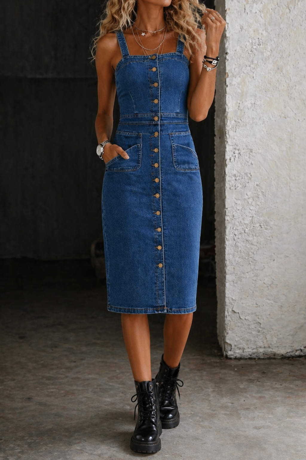 Caterina | Vestito in denim con bottoni