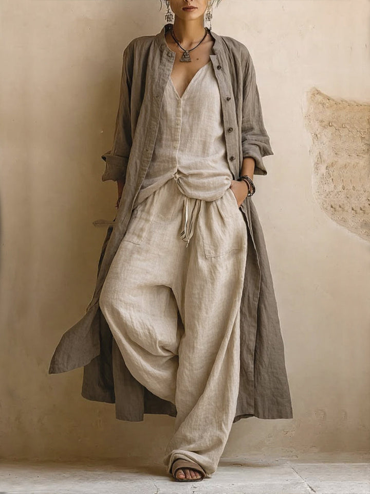 Bellezza | Completo tre pezzi con cardigan lungo boho