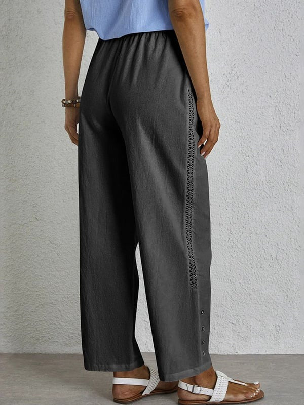 Mediterranea | Pantaloni relaxed con coulisse e dettaglio bottoni sul fianco