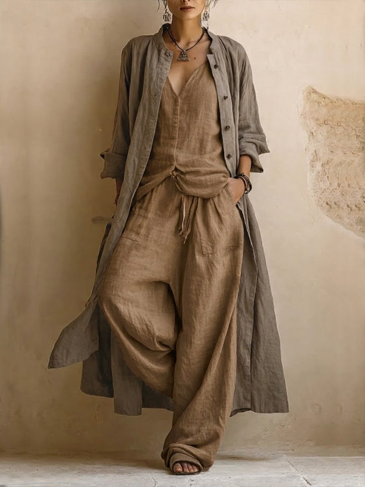 Bellezza | Completo tre pezzi con cardigan lungo boho