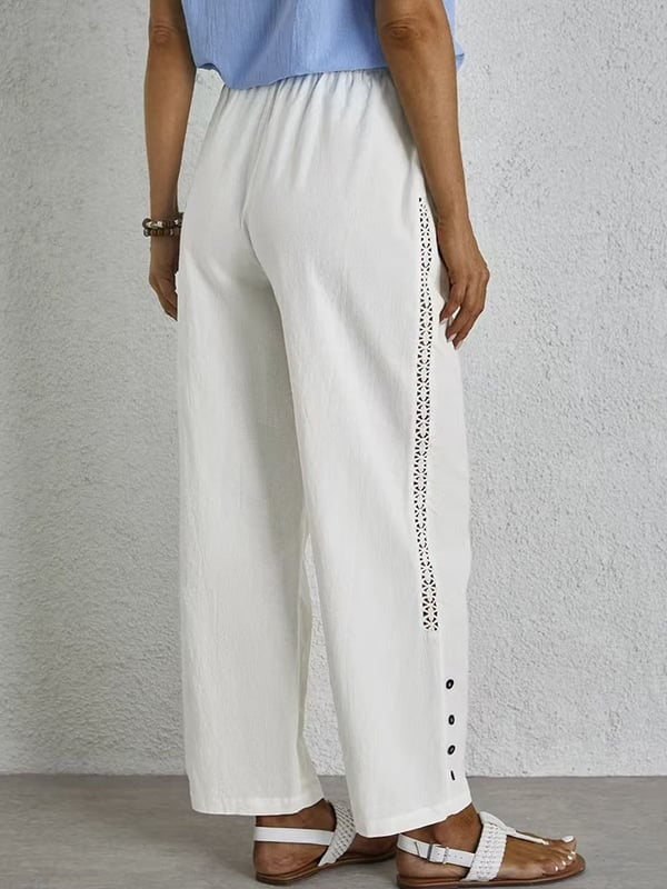 Mediterranea | Pantaloni relaxed con coulisse e dettaglio bottoni sul fianco