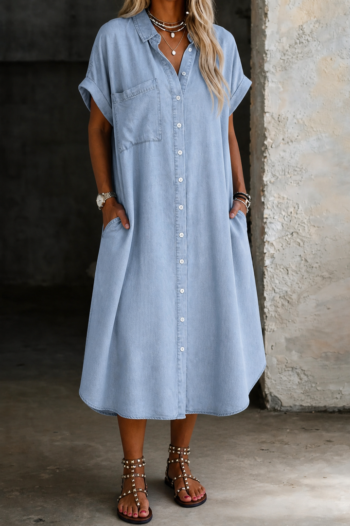 Viola | Vestito chemisier in denim leggero