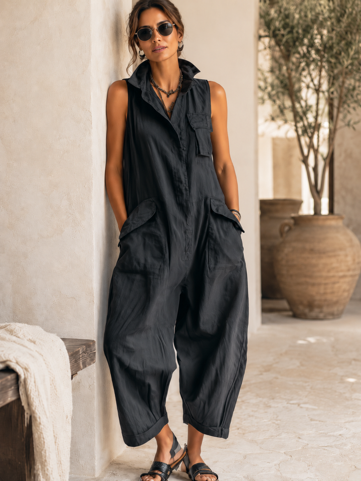 Amore | Tuta cargo senza maniche in cotone con silhouette rilassata
