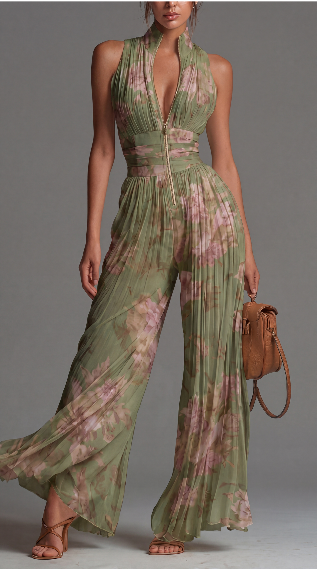 Venezia | Tuta in chiffon floreale plissé dal fascino romantico e mediterraneoV