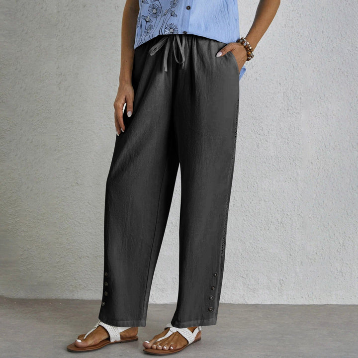Mediterranea | Pantaloni relaxed con coulisse e dettaglio bottoni sul fianco