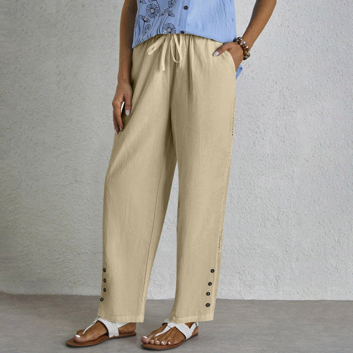 Mediterranea | Pantaloni relaxed con coulisse e dettaglio bottoni sul fianco