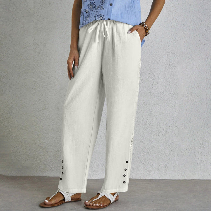 Mediterranea | Pantaloni relaxed con coulisse e dettaglio bottoni sul fianco