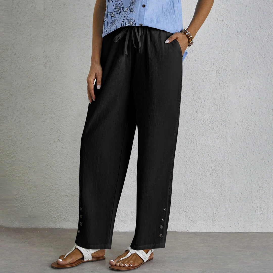 Mediterranea | Pantaloni relaxed con coulisse e dettaglio bottoni sul fianco