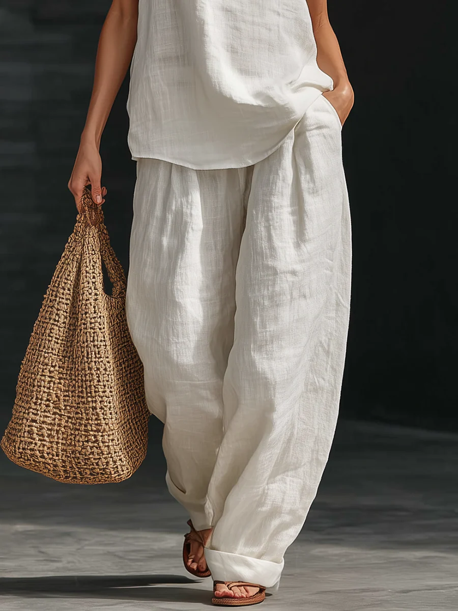 Valentina | Set elegante senza maniche con pantaloni ampi