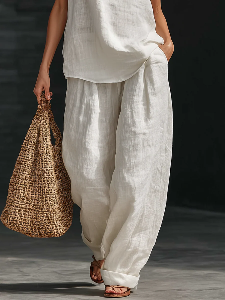 Valentina | Set elegante senza maniche con pantaloni ampi