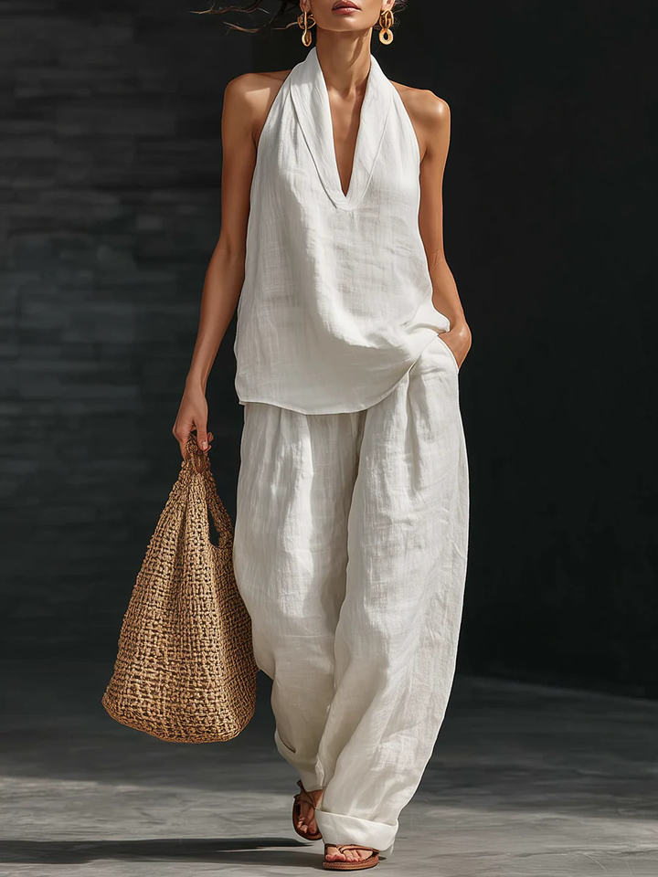 Valentina | Set elegante senza maniche con pantaloni ampi