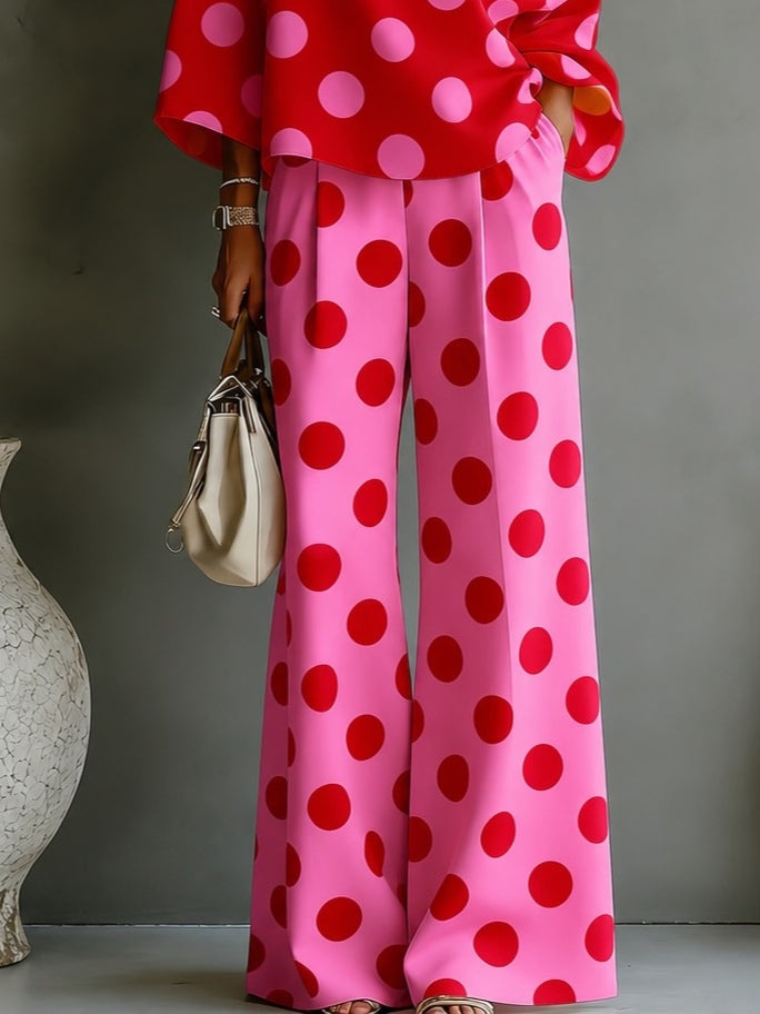 Beatrice | Completo a pois con top monospalla e pantaloni a gamba larga