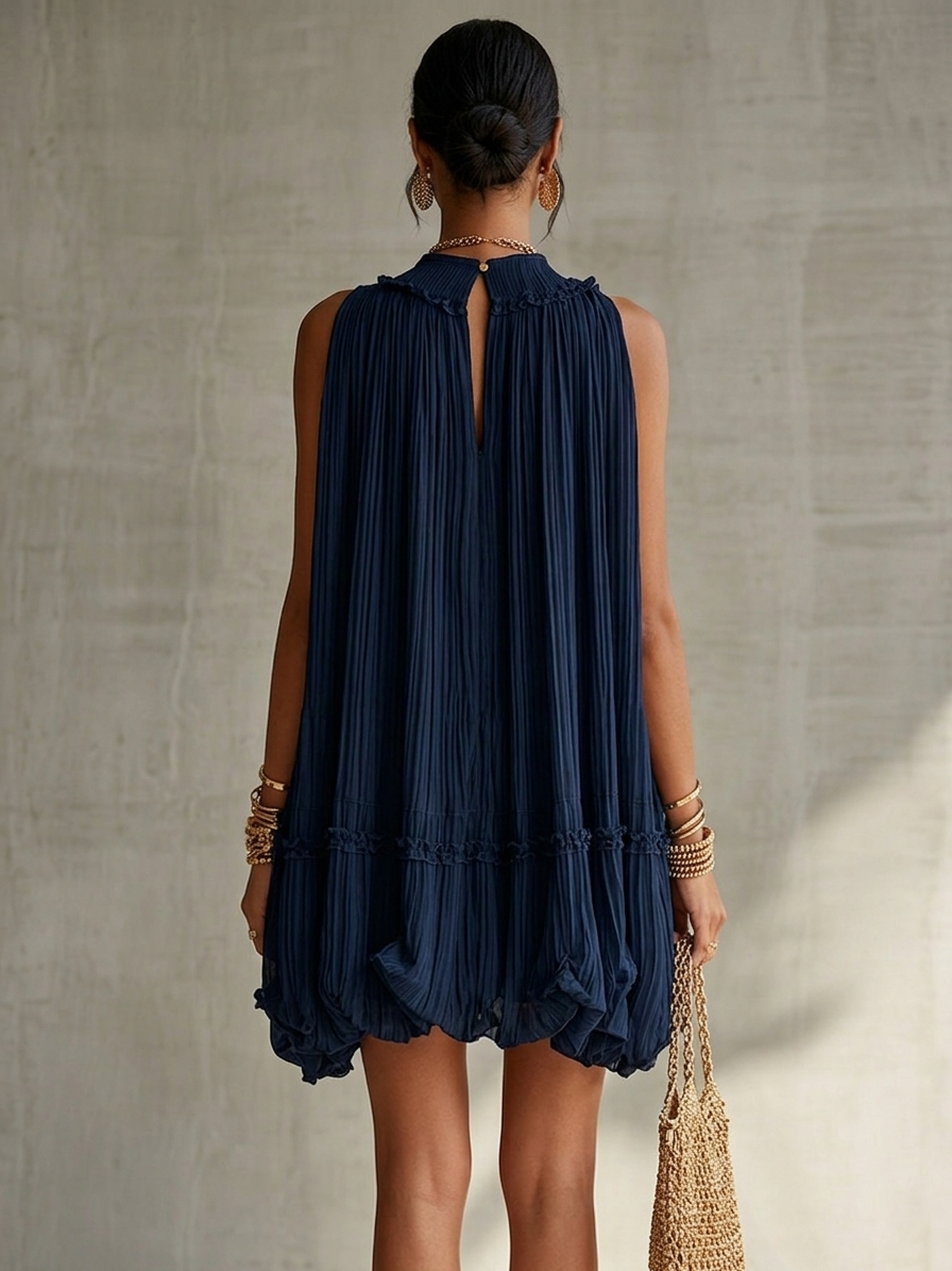 Orvieto | Mini abito chiffon con collo all'americana e gonna balloon