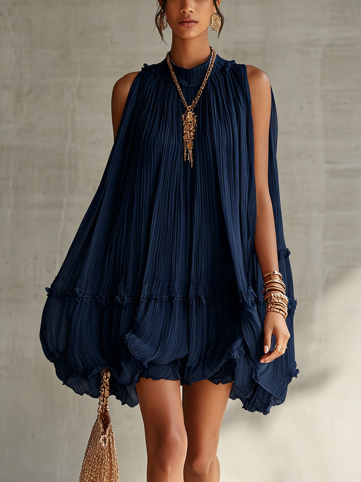 Orvieto | Mini abito chiffon con collo all'americana e gonna balloon