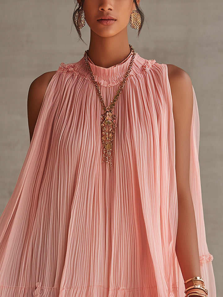 Firenze | Mini abito chiffon con scollo all'americana e gonna balloon