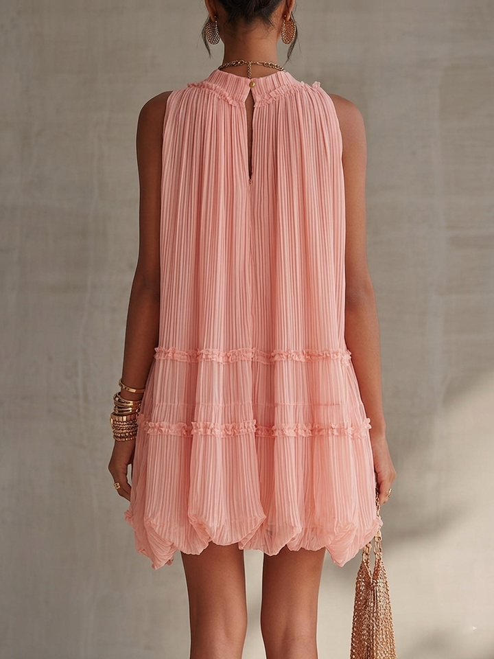 Firenze | Mini abito chiffon con scollo all'americana e gonna balloon