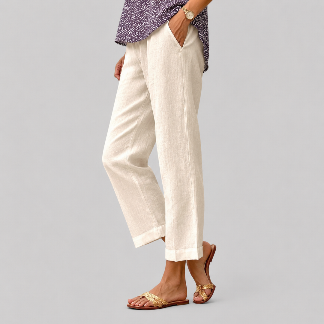 Brezza - Pantaloni relaxed a gamba dritta con tasche laterali, vita media