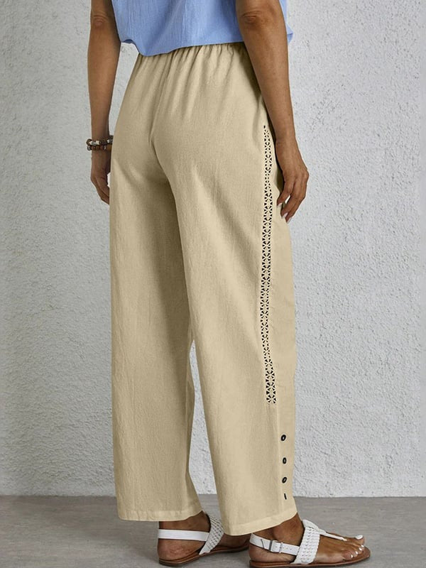 Mediterranea | Pantaloni relaxed con coulisse e dettaglio bottoni sul fianco