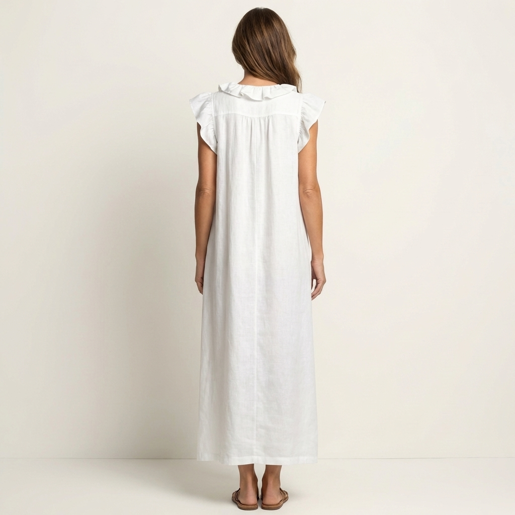 JESO | ELEGANTE ABITO LUNGO CON SCOLLO A V E RUFFLE
