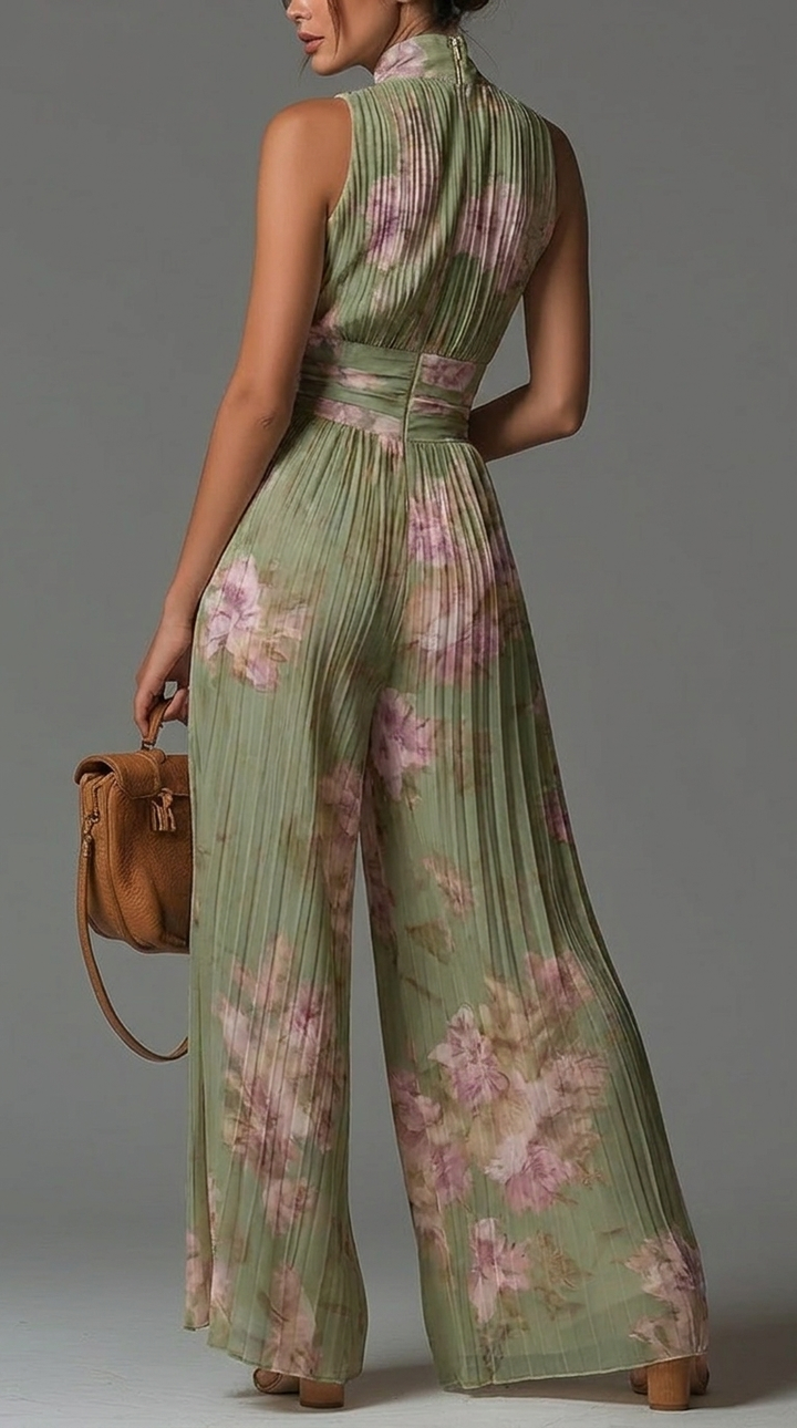 Venezia | Tuta in chiffon floreale plissé dal fascino romantico e mediterraneoV