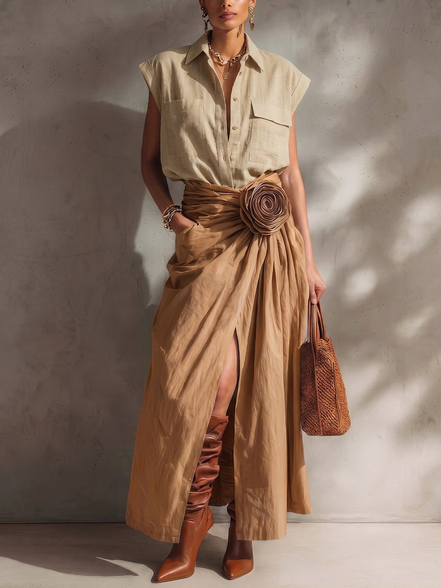 Assunta | Gonna elegante drappeggiata con dettaglio floreale