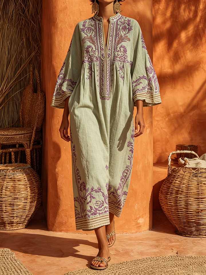 Fiorella | Abito boho ricamato dal fascino mediterraneo