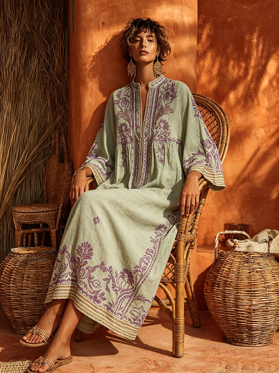 Fiorella | Abito boho ricamato dal fascino mediterraneo