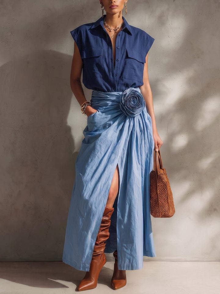 Assunta | Gonna elegante drappeggiata con dettaglio floreale